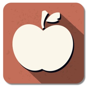 Teacher Apple Square Icon PowerPoint clipart graphic preview.