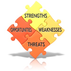Swot Puzzle Words PowerPoint clipart graphic preview.