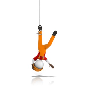 Worker Tangled Hanging Upside Down PowerPoint clipart graphic preview.