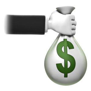 Holding Money Bag PowerPoint clipart graphic preview.