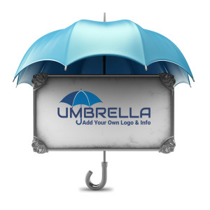 Umbrella Sheltered Sign  - Customizable PowerPoint clipart graphic preview.