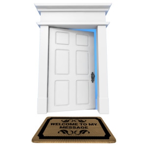 Custom Welcome Mat Customizable PowerPoint clipart graphic preview.