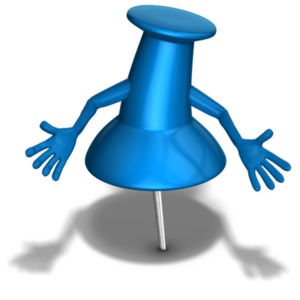 Thumb Tack Character Hands Out PowerPoint clipart graphic preview.