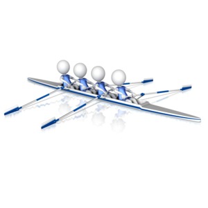 Team Rowing Boat PowerPoint clipart graphic preview.