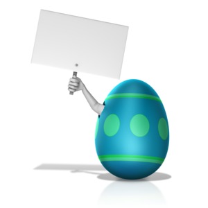 Arm Out Of Broken Egg Holding Sign PowerPoint clipart graphic preview.