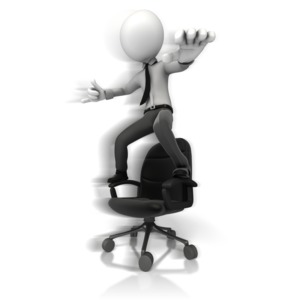 Figure Hang Ten On Chair PowerPoint clipart graphic preview.