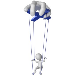 Hand Controlling Puppet Figure PowerPoint clipart graphic preview.