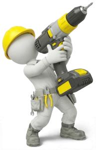 Figure With Power Drill PowerPoint clipart graphic preview.