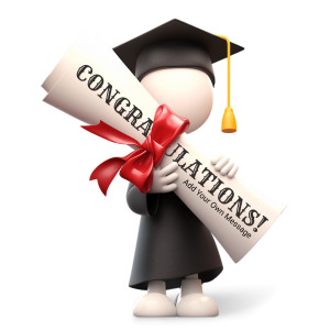 Graduate With Custom Diploma Customizable PowerPoint clipart graphic preview.