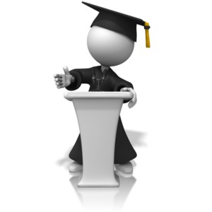 Graduate Podium PowerPoint clipart graphic preview.