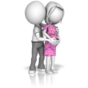 Man Holding Pregnant Woman PowerPoint clipart graphic preview.