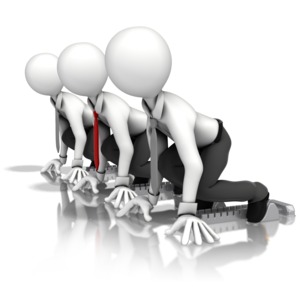 Business Men Race PowerPoint clipart graphic preview.