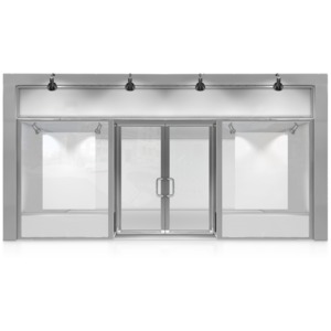 Glass Advertisement Store Front PowerPoint clipart graphic preview.