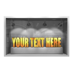 Glass Window Display 3D Text Customizable PowerPoint clipart graphic preview.