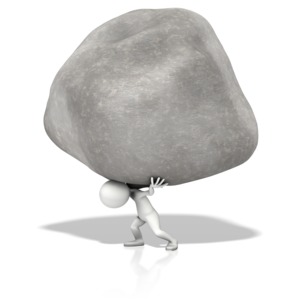 Figure Holding Up Rock PowerPoint clipart graphic preview.