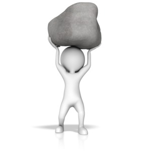 Stick Figure Lift Rock PowerPoint clipart graphic preview.