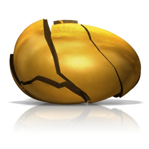 Broken Golden Egg PowerPoint clipart graphic preview.