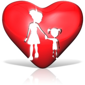 Mother Daughter Heart Silhouette PowerPoint clipart graphic preview.