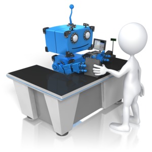 Robot Check Out PowerPoint clipart graphic preview.
