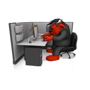 Monster Working In Cubical PowerPoint clipart graphic preview.