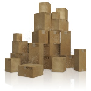 Pile of Old Slow Moving Inventory Boxes PowerPoint clipart graphic preview.
