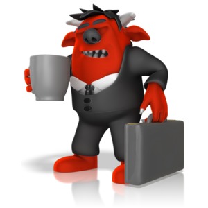 Monster Headed To Work PowerPoint clipart graphic preview.