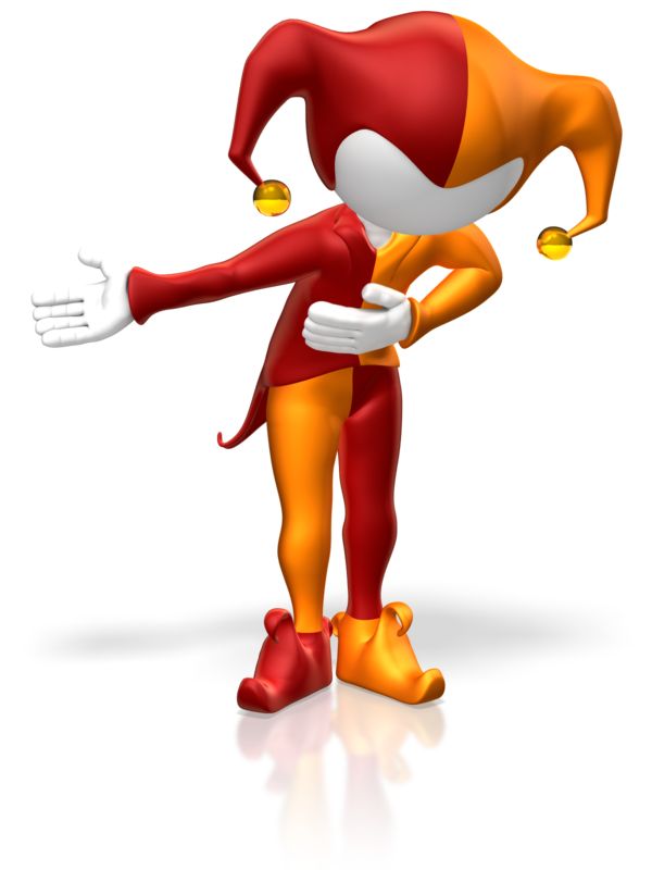High-resolution clipart illustration of Jester Bowing, designed for digital podcast broadcasting, multimedia content creation, and live entertainment event promotions.