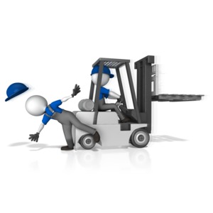 Forklift Hit Worker PowerPoint clipart graphic preview.