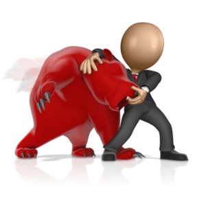 Business Figure Wrestling Bear PowerPoint clipart graphic preview.