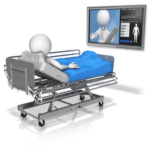 Doctor Conference In With Patient PowerPoint clipart graphic preview.