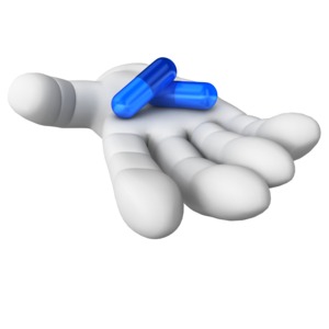 Hand With Pills In Palm PowerPoint clipart graphic preview.