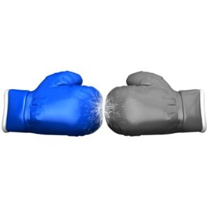 Boxing Glove Face Off Standout PowerPoint clipart graphic preview.