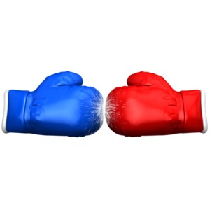Boxing Glove Faceoff PowerPoint clipart graphic preview.