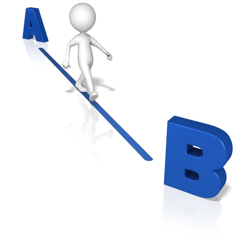 High-resolution clipart illustration of Figure A To B the Quickest Way, designed for corporate project kickoff meetings, creative strategy brainstorming, and innovative product development pitches.