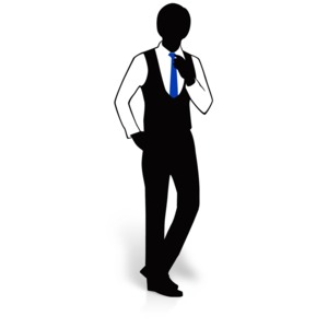 Businessman Silhouette Adjust Tie PowerPoint clipart graphic preview.