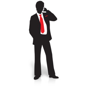 Businessman Silhouette Phone PowerPoint clipart graphic preview.