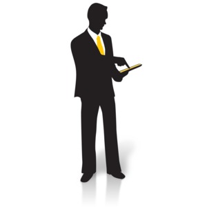 Businessman Silhouette Tablet PowerPoint clipart graphic preview.