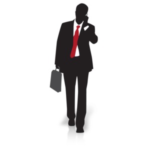 Businessman Silhouette Walking PowerPoint clipart graphic preview.