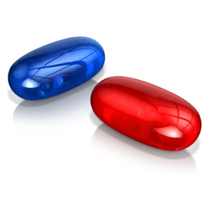 Red Pill Or Blue Pill PowerPoint clipart graphic preview.