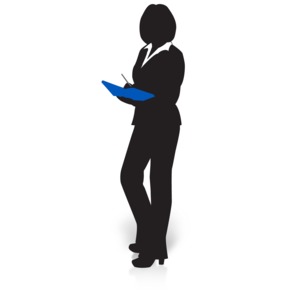 Businesswoman Silhouette Book PowerPoint clipart graphic preview.