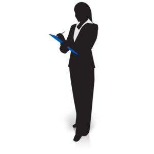 Businesswoman Silhouette Clipboard PowerPoint clipart graphic preview.