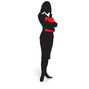 Businesswoman Silhouette Folder PowerPoint clipart graphic preview.