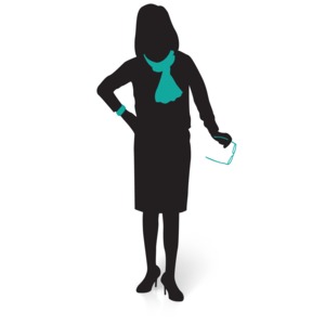 Businesswoman Silhouette Glasses PowerPoint clipart graphic preview.