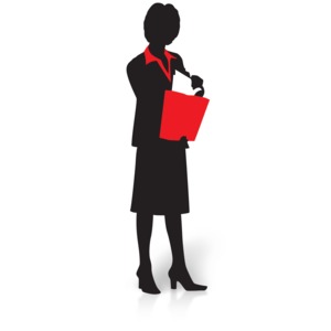 Businesswoman Silhouette Pull Files PowerPoint clipart graphic preview.