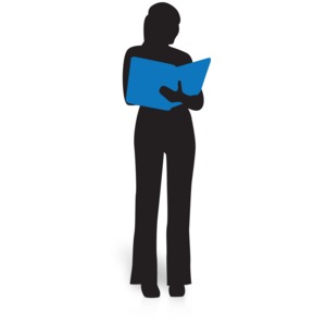 Businesswoman Silhouette Study PowerPoint clipart graphic preview.