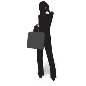 Businesswoman Silhouette Talking Phone PowerPoint clipart graphic preview.
