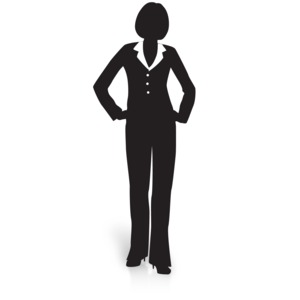 Businesswoman Silhouette Waiting PowerPoint clipart graphic preview.
