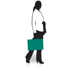 Businesswoman Silhouette Briefcase PowerPoint clipart graphic preview.