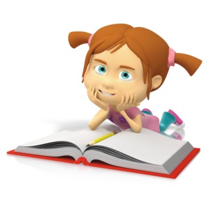 Young Girl Reading Book PowerPoint clipart graphic preview.