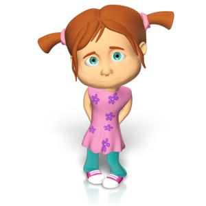 Cute Girl Shy PowerPoint clipart graphic preview.